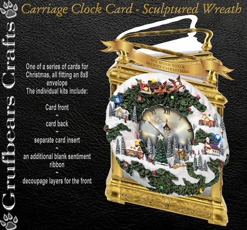 Carriage Clock Card - Sculptured Wreath