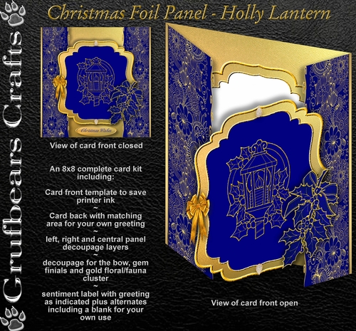 Christmas Foil Panel - Holly Lantern