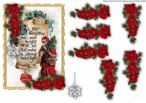 Quick Card Santa - Red Christmas Roses
