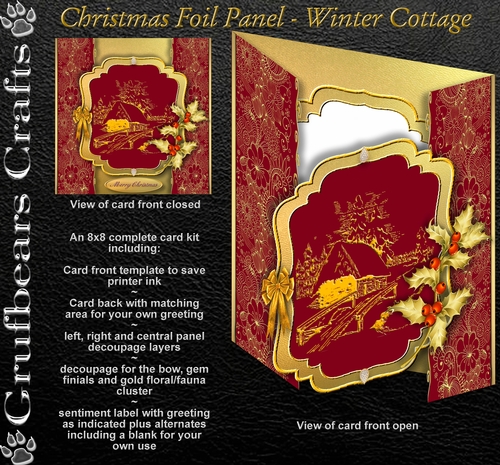 Christmas Foil Panel - Winter Cottage