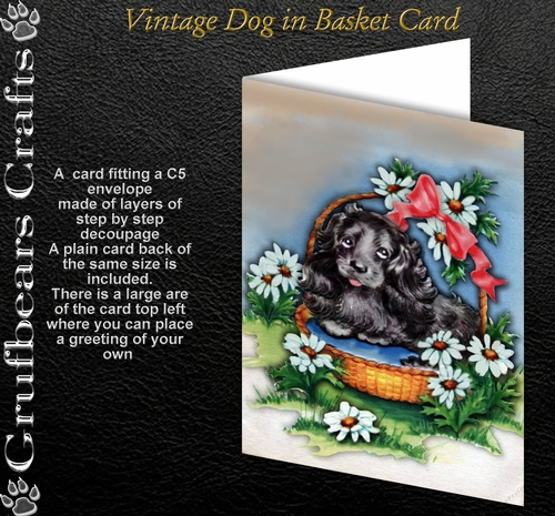 Vintage Dog in Basket Card