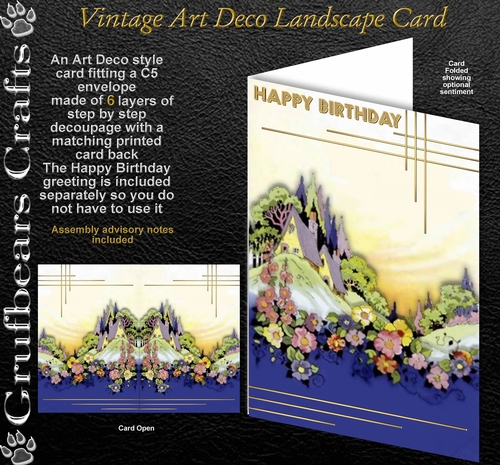Vintage Art Deco Landscape Card