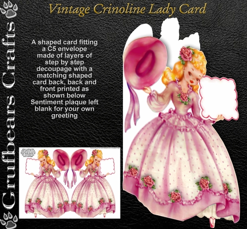 Vintage Crinoline Lady Card