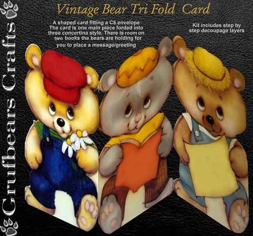 Vintage Bear Tri-fold Card
