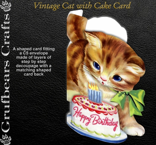 Vintage Cat with Cake Card
