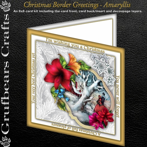 Christmas Border Greetings - Amaryllis