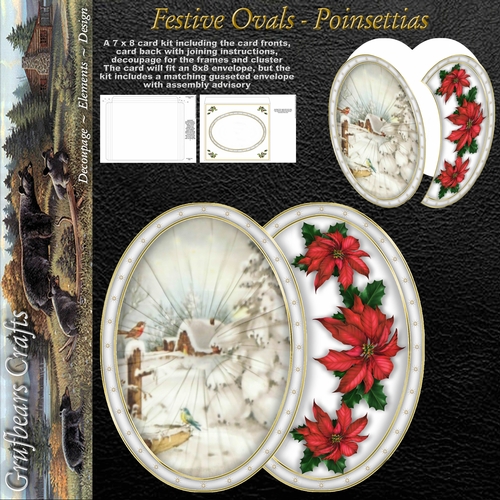 Festive Ovals - Poinsettias