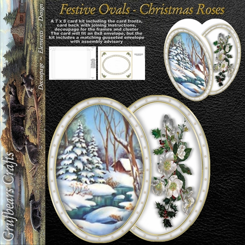 Festive Ovals - Christmas Roses