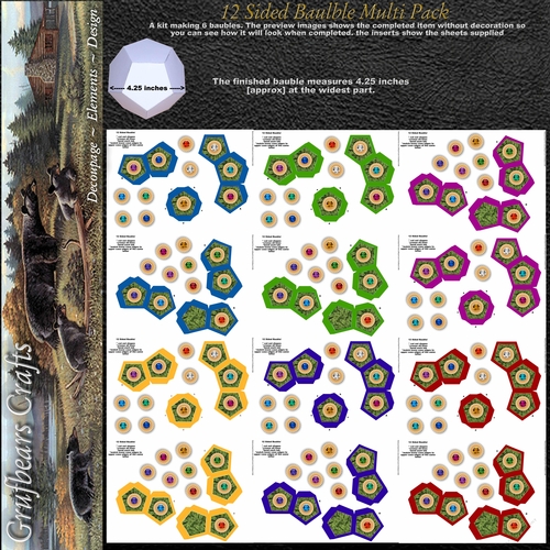 12 Sided Bauble - Festive Jewels 6 pack