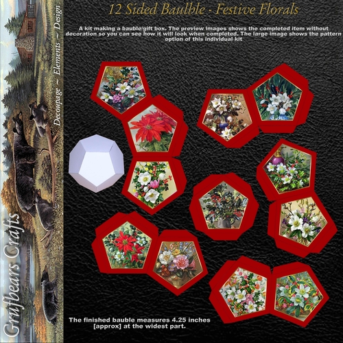 12 Sided Bauble - Festive Florals