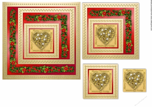 A4 Golden Christmas - Mistletoe Heart