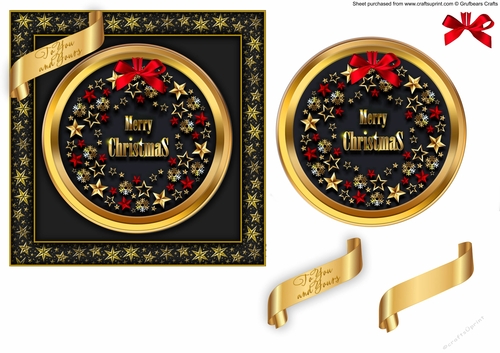 A4 Contermporary Card - Merry Christmas Wreath