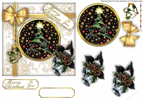 Foiled Parcel A4 - Modern Christmas Tree