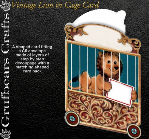 Vintage Lion in Cage card