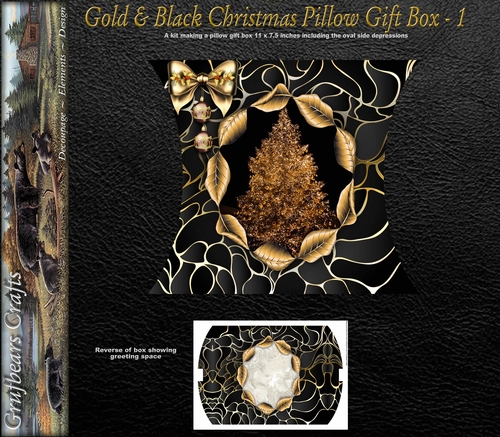 Gold & Black Christmas Pillow Gift Box 1