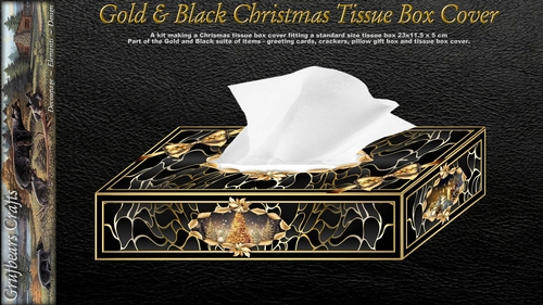  Gold & Black Tissure Box Cover/Gift Box