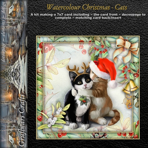 Watercolour Christmas - Cats
