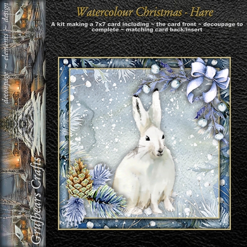 Watercolour Christmas - Hare