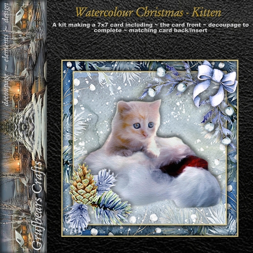 Watercolour Christmas - Kitten