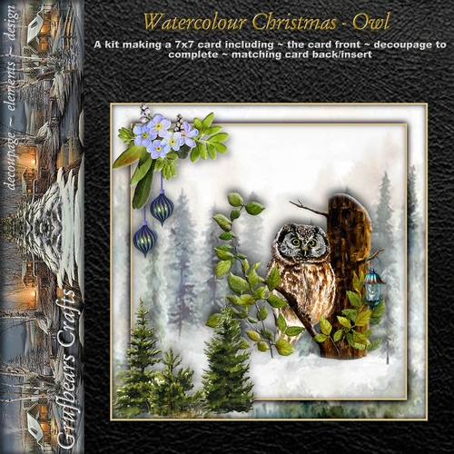 Watercolour Christmas - Owl