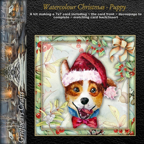 Watercolour Christmas - Puppy