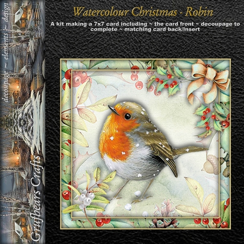Watercolour Christmas - Robin