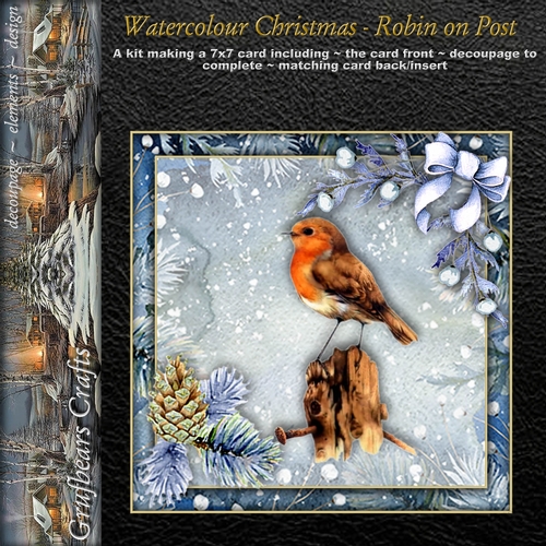 Watercolour Christmas - Robin on Post