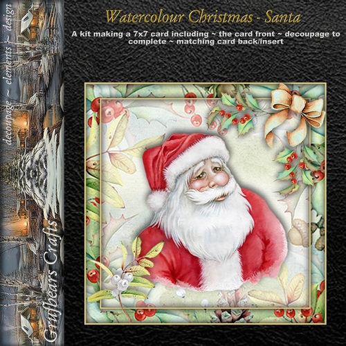 Watercolour Christmas - Santa  