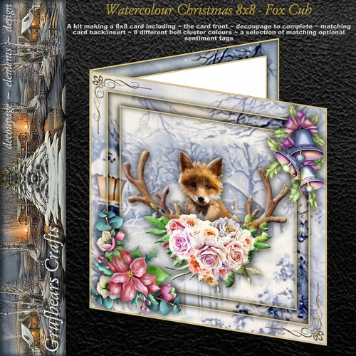 Watercolour Christmas 8x8 - Fox Cub
