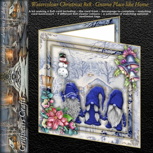 Watercolour Christmas 8x8 - Gnome Place like Home