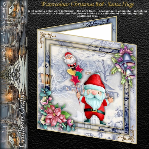Watercolour Christmas 8x8 - Santa Hugs