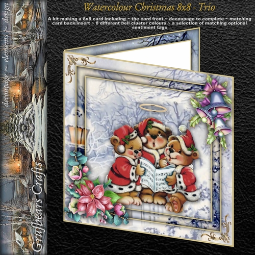 Watercolour Christmas 8x8 - Trio