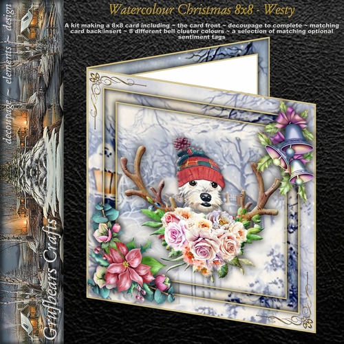 Watercolour Christmas 8x8 - Westy