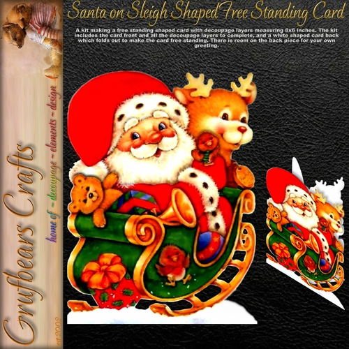 Santa on Sleigh Free Standing Card