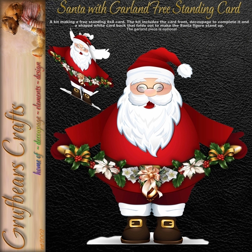 Santa with Garland Free Standing Card