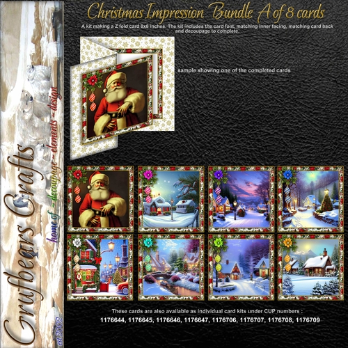 Christmas Impression  Bumper Kit A of 8 cards