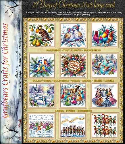 Traditional 12 Days of Christmas 10x8 large card