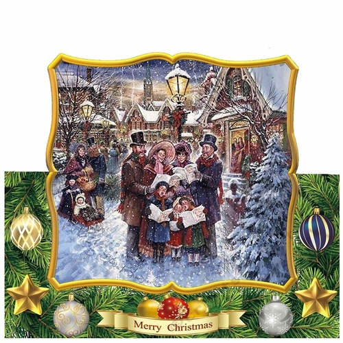 Carol Singers over the edge card