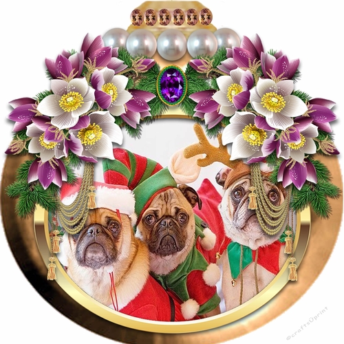 Glass Bauble N - A Pug Xmas
