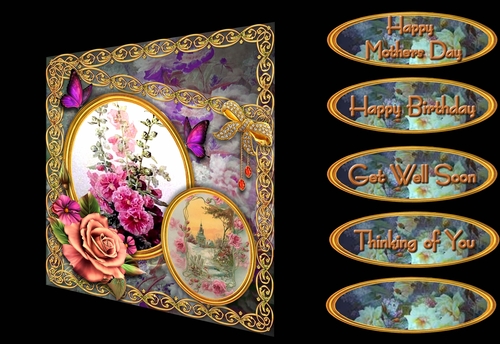 Floral Panels 1 - Hollyhocks