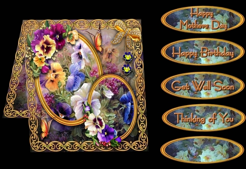 Floral Panels 1 - Pansy Symphony
