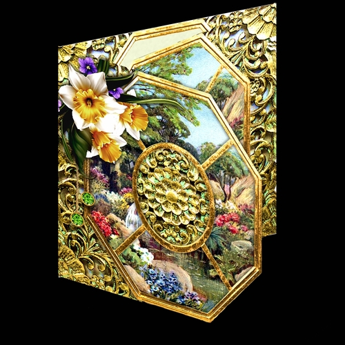 Window faux aperture gate fold card 1