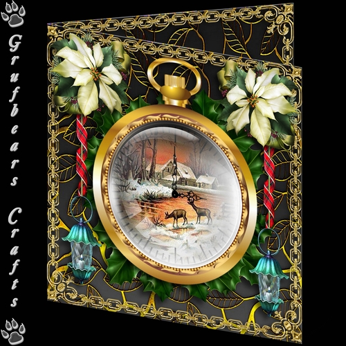 Christmas Time Fob Watch - Poinsettia