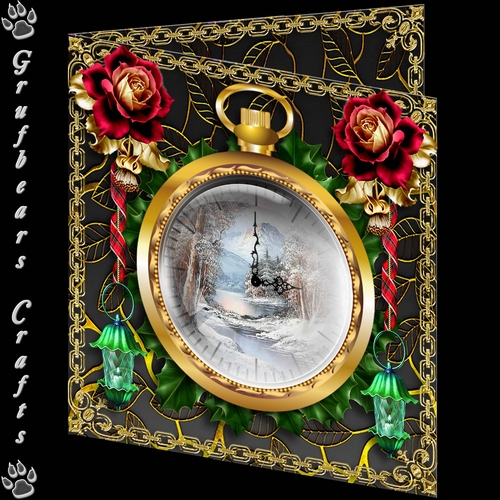 Christmas Time Fob Watch - Red rose