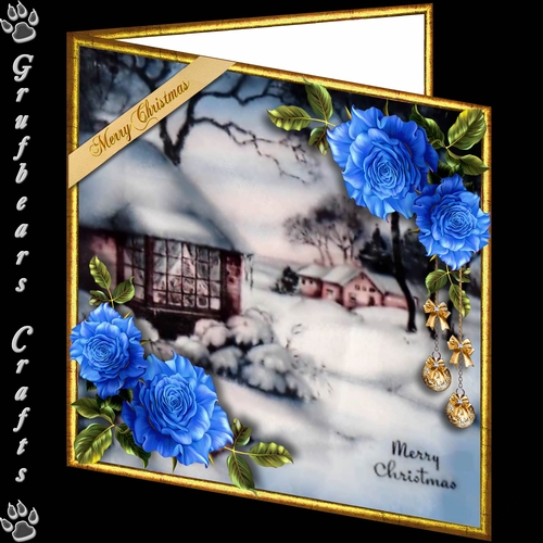 Christmas Roses in Blue