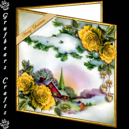 Christmas Roses in Gold