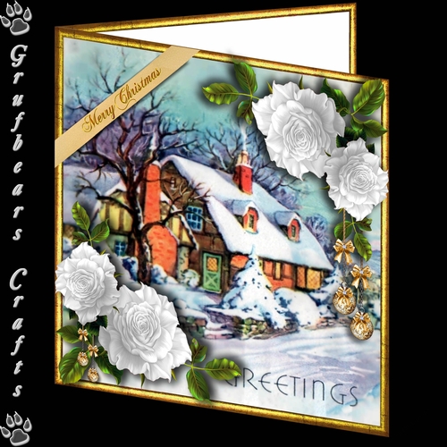 Christmas Roses - Snowy Cottage