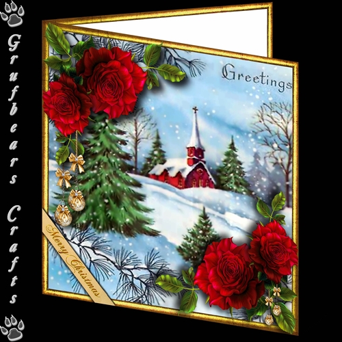 Christmas Roses - Greetings red