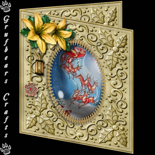Embossed Holly - Santas Sleigh