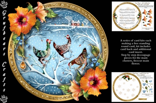 12 Days of Christmas Plate Cards - French Hens